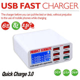 Maxbell Multiple 6-Port USB Charger Phone Charger Adapter QC3.0 Fast Charger US Plug