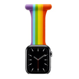 Maxbell Nurses Brooch Pin Silicone Band Strap for iWatch 4 5 6 Black 42 or 44mm