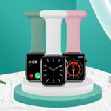 Maxbell Nurses Brooch Pin Silicone Band Strap for iWatch 4 5 6 Blue 42 or 44mm
