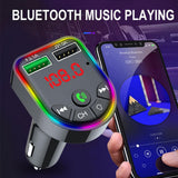 Maxbell Car Charger Bluetooth FM Transmitter Fast Charge 7 RGB Backlit Music Player