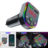 Maxbell Car Charger Bluetooth FM Transmitter Fast Charge 7 RGB Backlit Music Player