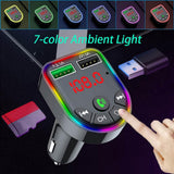 Maxbell Car Charger Bluetooth FM Transmitter Fast Charge 7 RGB Backlit Music Player