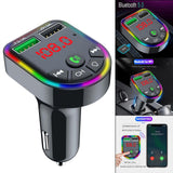 Maxbell Car Charger Bluetooth FM Transmitter Fast Charge 7 RGB Backlit Music Player