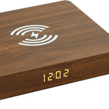 Maxbell Qi Wireless Charger Station with Alarm Clock for Bedroom Travel Light Brown