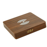 Maxbell Qi Wireless Charger Station with Alarm Clock for Bedroom Travel Light Brown