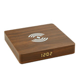 Maxbell Qi Wireless Charger Station with Alarm Clock for Bedroom Travel Light Brown
