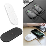 Maxbell 2 in 1 Qi Wireless Charger Pad Fast Dual Charge for Smart Phones Black