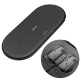 Maxbell 2 in 1 Qi Wireless Charger Pad Fast Dual Charge for Smart Phones Black