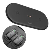 Maxbell 2 in 1 Qi Wireless Charger Pad Fast Dual Charge for Smart Phones Black