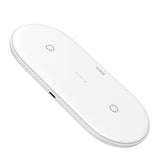 Maxbell 2 in 1 Qi Wireless Charger Pad Fast Dual Charge for Smart Phones White