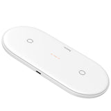 Maxbell 2 in 1 Qi Wireless Charger Pad Fast Dual Charge for Smart Phones White