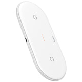 Maxbell 2 in 1 Qi Wireless Charger Pad Fast Dual Charge for Smart Phones White
