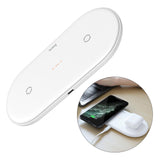 Maxbell 2 in 1 Qi Wireless Charger Pad Fast Dual Charge for Smart Phones White