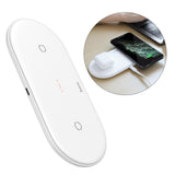 Maxbell 2 in 1 Qi Wireless Charger Pad Fast Dual Charge for Smart Phones White