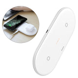Maxbell 2 in 1 Qi Wireless Charger Pad Fast Dual Charge for Smart Phones White