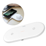Maxbell 2 in 1 Qi Wireless Charger Pad Fast Dual Charge for Smart Phones White