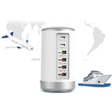Maxbell Multi 6 Port USB Charging Station Hub Tower Desktop Phone Charger Organizer White