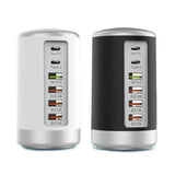 Maxbell Multi 6 Port USB Charging Station Hub Tower Desktop Phone Charger Organizer White