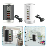 Maxbell Multi 6 Port USB Charging Station Hub Tower Desktop Phone Charger Organizer White