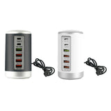 Maxbell Multi 6 Port USB Charging Station Hub Tower Desktop Phone Charger Organizer White