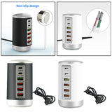 Maxbell Multi 6 Port USB Charging Station Hub Tower Desktop Phone Charger Organizer White