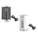 Maxbell Multi 6 Port USB Charging Station Hub Tower Desktop Phone Charger Organizer White
