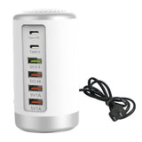 Maxbell Multi 6 Port USB Charging Station Hub Tower Desktop Phone Charger Organizer White
