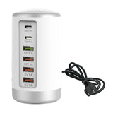 Maxbell Multi 6 Port USB Charging Station Hub Tower Desktop Phone Charger Organizer White