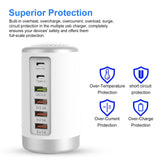 Maxbell Multi 6 Port USB Charging Station Hub Tower Desktop Phone Charger Organizer White