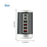 Maxbell Multi 6 Port USB Charging Station Hub Tower Desktop Phone Charger Organizer Black