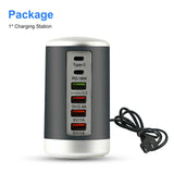Maxbell Multi 6 Port USB Charging Station Hub Tower Desktop Phone Charger Organizer Black