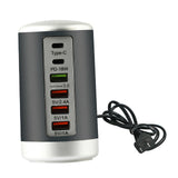Maxbell Multi 6 Port USB Charging Station Hub Tower Desktop Phone Charger Organizer Black