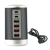 Maxbell Multi 6 Port USB Charging Station Hub Tower Desktop Phone Charger Organizer Black