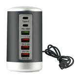 Maxbell Multi 6 Port USB Charging Station Hub Tower Desktop Phone Charger Organizer Black