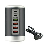 Maxbell Multi 6 Port USB Charging Station Hub Tower Desktop Phone Charger Organizer Black