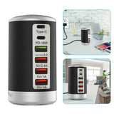 Maxbell Multi 6 Port USB Charging Station Hub Tower Desktop Phone Charger Organizer Black