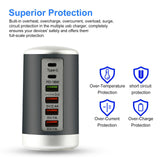 Maxbell Multi 6 Port USB Charging Station Hub Tower Desktop Phone Charger Organizer Black