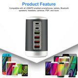Maxbell Multi 6 Port USB Charging Station Hub Tower Desktop Phone Charger Organizer Black