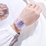 Maxbell Transparent Sport Watch Digital LED Waterproof Wristwatch Gift Purple