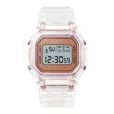 Maxbell Transparent Sport Watch Digital LED Waterproof Wristwatch Gift  Rose gold