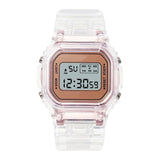 Maxbell Transparent Sport Watch Digital LED Waterproof Wristwatch Gift  Rose gold