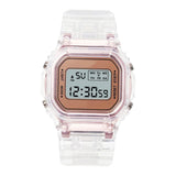Maxbell Transparent Sport Watch Digital LED Waterproof Wristwatch Gift  Rose gold