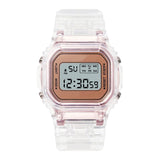 Maxbell Transparent Sport Watch Digital LED Waterproof Wristwatch Gift  Rose gold