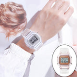 Maxbell Transparent Sport Watch Digital LED Waterproof Wristwatch Gift  Rose gold