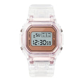 Maxbell Transparent Sport Watch Digital LED Waterproof Wristwatch Gift  Rose gold