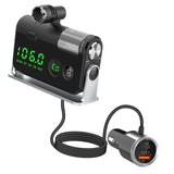 Maxbell Bluetooth 5.0 FM Transmitter Wireless Car Kit USB Charger for Car Smartphone Silver