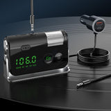 Maxbell Bluetooth 5.0 FM Transmitter Wireless Car Kit USB Charger for Car Smartphone Silver