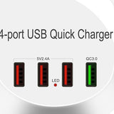 Maxbell USB Charger Hub with QC 3.0 4 USB Ports for Nightstand Desktop White Plug-US