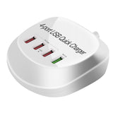 Maxbell USB Charger Hub with QC 3.0 4 USB Ports for Nightstand Desktop White Plug-US