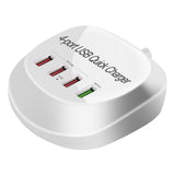 Maxbell USB Charger Hub with QC 3.0 4 USB Ports for Nightstand Desktop White Plug-US